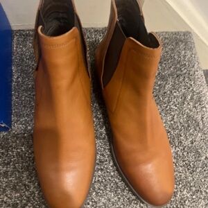 Joules Cognac Leather Chelsea Heeled Ankle Boots